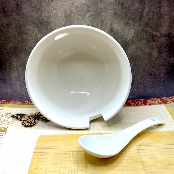 Modern Design Geometric Black & White  Pattern Knitting Yarn Ramen Noodle Bowl - Picture 4 of 5